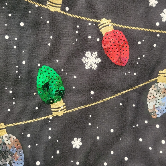 Karen Scott Graphic Christmas Holiday Lights T-shirt Black Large - Picture 4 of 5